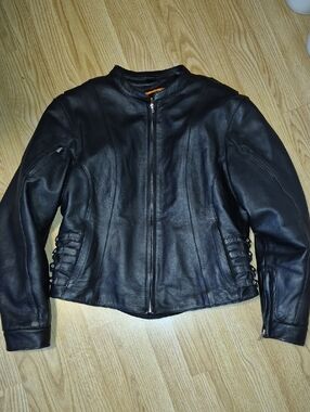 Women's FIRST CLASSICS  Black Leather bike Jacket..size Xl..see Measurements